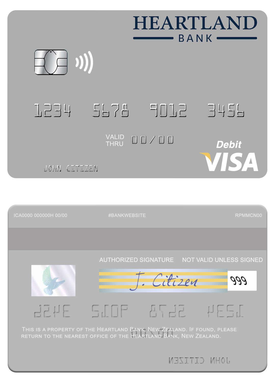 New Zealand Heartland Bank visa debit card